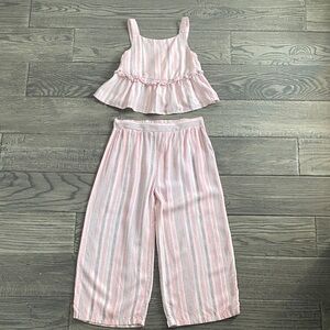 Pink and White Striped Kids Matching Set